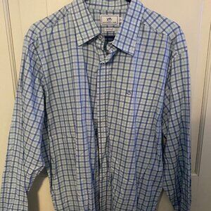 Southern Tide Classic Fit Plaid Button-Down Shirt - XL Blue Plaid